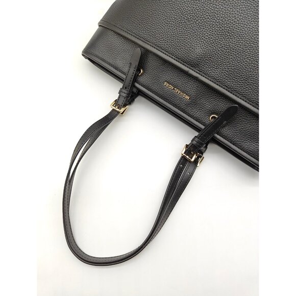 MICHAEL KORS Winston pebbled leather zip top women's large tote bag - BLACK - Picture 8 of 11